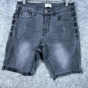 Tamnoon Denim Bermuda Shorts Mens 40 Gray Mid Rise Distressed 5-Pockets Outdoor